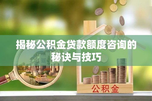 承德揭秘公积金贷款额度咨询的秘诀与技巧